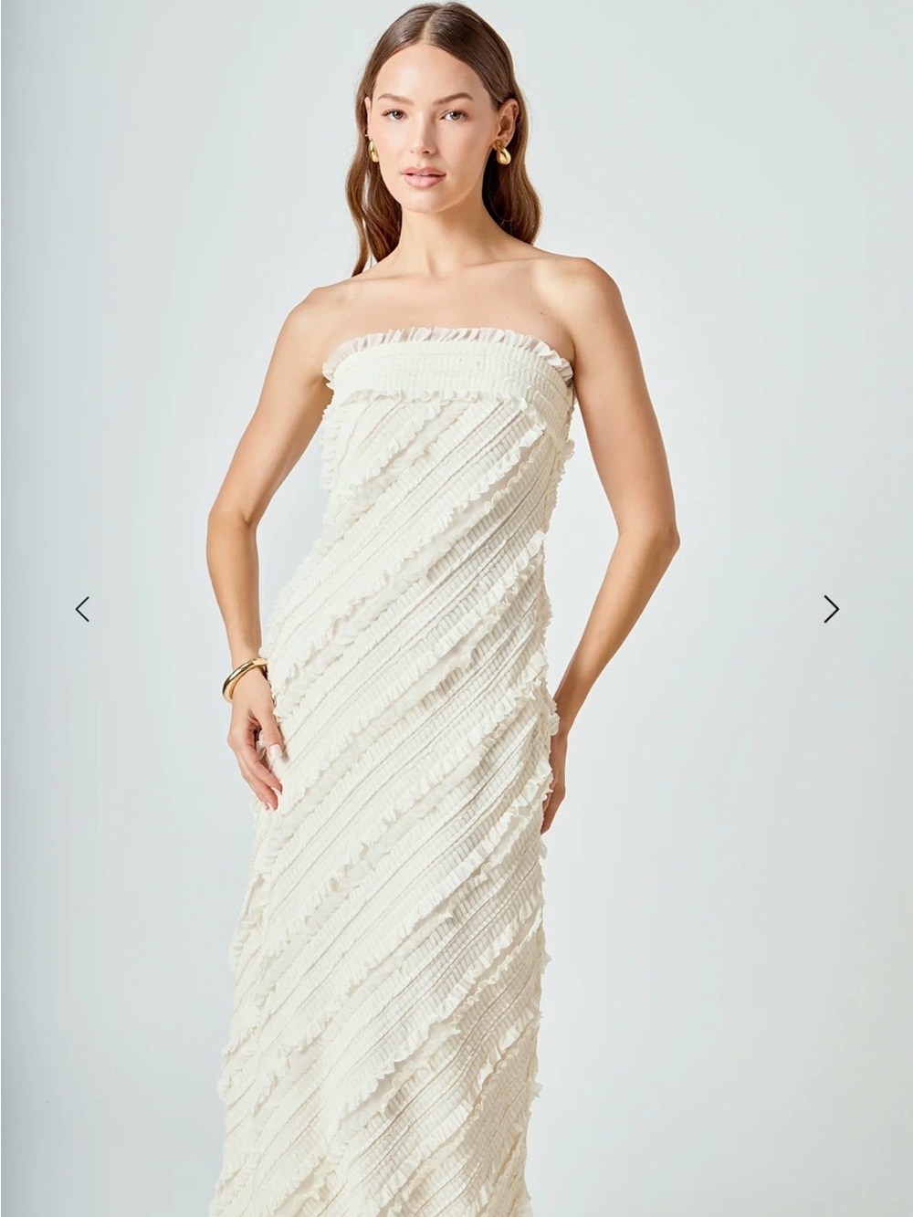 Endless Rose Strapless Ivory Textured Maxi Dress - Picture 5 of 6